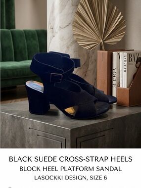 Lasocki brand black size 6 sandal good condition suede material